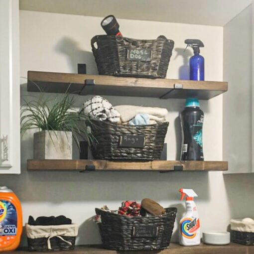 Rustic Shelves with J-Brackets Set of 2, Industrial Shelf, Kitchen Shelves, Solid Wood, Decorative Wall Storage, Heavy Duty, URBANDI (Dark Brown, 24Wx8D) - Image 5