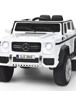 Costzon Ride on Car, Licensed Mercedes-Benz Maybach, 12V Battery Powered Vehicle Toy w/ 2 Motors, Remote Control, 3 Speeds, Lights, Horn, Music, Aux, Storage, Truck, Electric Car for Kids (White)