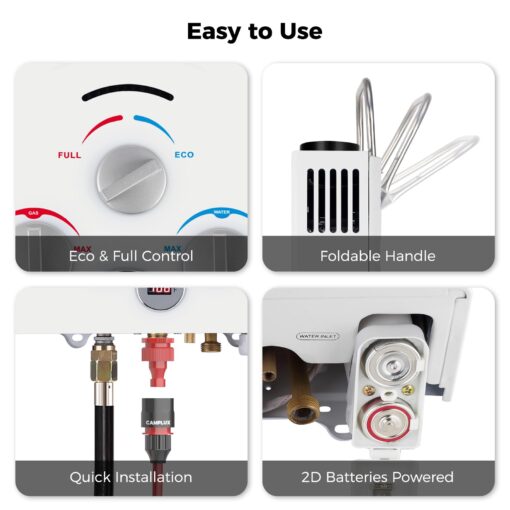 Tankless Water Heater, Camplux 1.58 GPM Propane Portable Water Heater With Pump Kit, White - Image 6