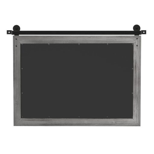 COGOOD Farmhouse Barn Door Mirror - 41" x 26" Rustic Wood Framed Wall Mirror for Bathroom, Living Room, Entryway Wall Decor (Grey) - Image 3