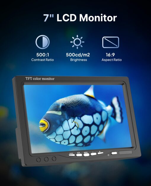 Eyoyo Underwater Fishing Camera, Ice Fishing Camera 1000TVL Fishing Camera with 7 inch LCD Monitor, Waterproof Camera, 12pcs Infrared Lights Fish Finder for Ice Fishing, Lake, Boat - Image 7