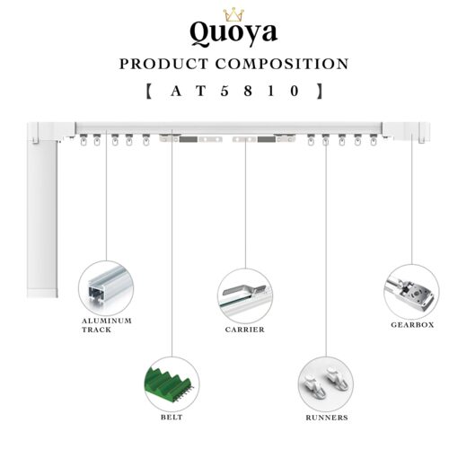 QUOYA QL600 Smart Electric Curtain Track, Motorized motor, Adjustable track length, compatible with Alexa, google, Siri, Apple Watch (QL600, up to 118 inches (3m), Wall brackets NOT included) - Image 5