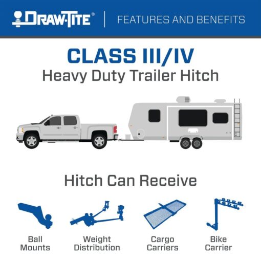 Draw-Tite 75908 Class 3 Trailer Hitch, 2 Inch Square Receiver, Compatible with 2019-2020 Hyundai Santa Fe, 2016-2020 KIA Sorento w/I4 and w/V6 Engine. - Image 6