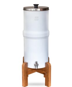 AquaEasy Stainless Steel Gravity Water Filter System (2.25 Gallon) with 2X Activated Carbon Filter, Stainless Steel Tap and Stand | Countertop Water Filtration System (White)