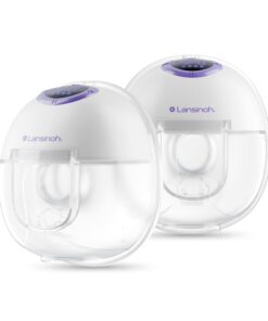 Lansinoh Discreet Duo Wearable Breast Pump, Hands Free Breast Pump, 4 Pumping Modes, 9 Levels Hospital Strength Suction, LED Display, Leak-Resistant Design, 2 Breast Flange Sizes Included: 24mm & 21mm