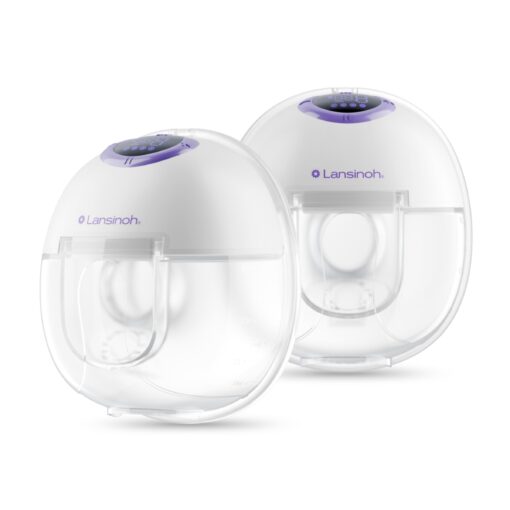 Lansinoh Discreet Duo Wearable Breast Pump, Hands Free Breast Pump, 4 Pumping Modes, 9 Levels Hospital Strength Suction, LED Display, Leak-Resistant Design, 2 Breast Flange Sizes Included: 24mm & 21mm