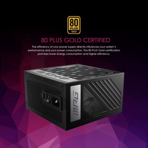 MSI MPG A1000G PCIE 5 & ATX 3.0 Gaming Power Supply - Full Modular - 80 Plus Gold Certified 1000W - 100% Japanese 105°C Capacitors - Compact Size - ATX PSU (Renewed) - Image 6