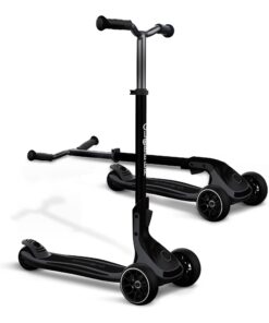 Globber Ultimum Scooter | 3-Wheel Kick Scooter for Adults & Kids 5+ | Foldable Kick Scooter with Safe, Non-Slip Deck & Premium Brakes (Grey)