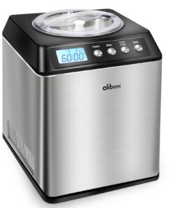 2.6 Qt Ice Cream Maker with Compressor, LCD Digital Display & Timer, No Pre-freezing, Countertop Gelato Makers, Automatic Ice Cream Machine for Homemade Use, Stainless Steel, 10-year Repair Service
