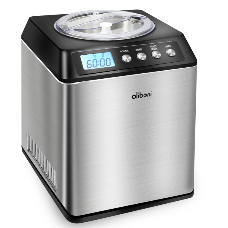 2.6 Qt Ice Cream Maker with Compressor, LCD Digital Display & Timer, No Pre-freezing, Countertop Gelato Makers, Automatic Ice Cream Machine for Homemade Use, Stainless Steel, 10-year Repair Service