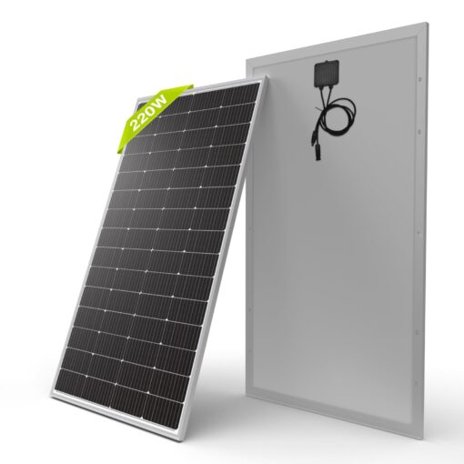 Newpowa 220W Monocrystalline Solar Panel 10BB Cell Solar Panel 220 Watt 12V High Efficiency Mono Module RV Marine Boat Off Grid