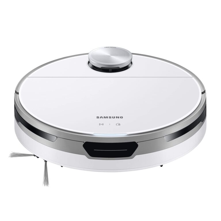 SAMSUNG Jet Bot Robot Cordless Vacuum Cleaner w/ Intelligent Power Control, Precise Navigation, Multi Surface Cleaning for Hardwood Floors, Carpets, Rugs, Anti Hair, VR30T80313W/AA, White