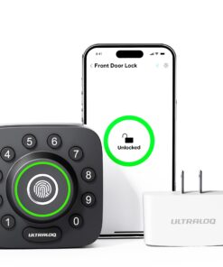 ULTRALOQ U-Bolt Pro Smart Lock with WiFi Bridge, 7-in-1 Fingerprint Keyless Entry Door Lock, App Remote Control, Backlit Keypad, Auto Unlock, Front Door Smart Deadbolt, IP65 Waterproof, 1Year Battery