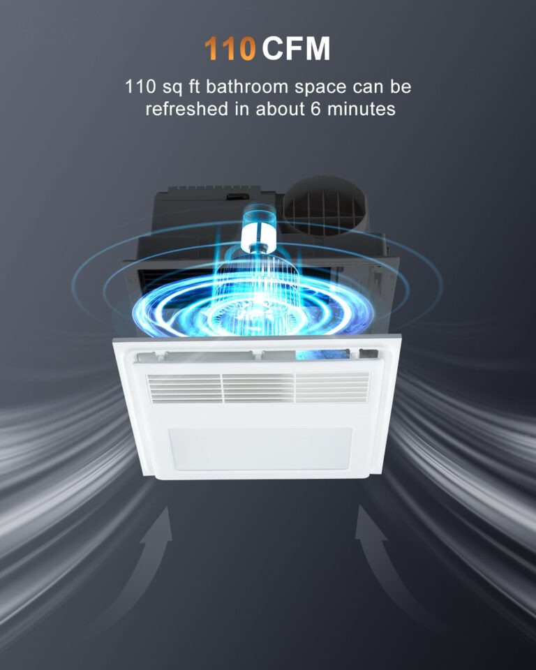 GROWNEER Bathroom Exhaust Fan with Heater, 110 CFM 1.5 Sone Exhaust Fan with Light, 35W Bathroom Fan with LED Light 2700K/3500K/5000K Adjustable, White (3-Color Adjustable) - Image 6