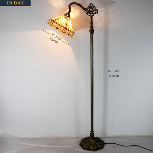 WERFACTORY Tiffany Floor Lamp Mission Hexagon Stained Glass Arched Lamp 12X18X64 Inches Gooseneck Adjustable Corner Standing Reading Light Decor Bedroom Living Room S011 Series - Image 6