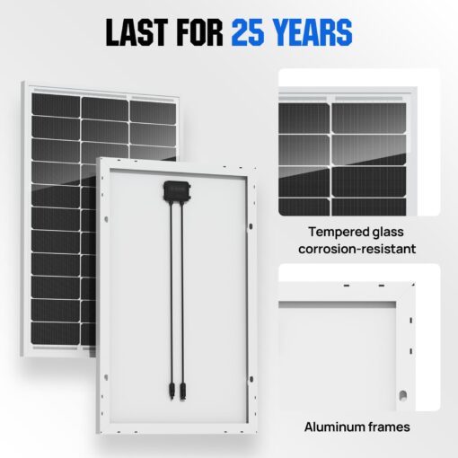 ECO-WORTHY 400W Solar Panels 4pcs 100 Watt 18V Monocrystalline Solar Panel Module for Off Grid PV Power for Home, Camping, Boat, Shed Farm, RV,12V Battery,2-Pack 2 * 100W - Image 3