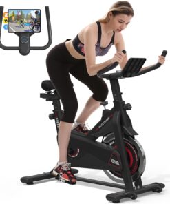 GOFLYSHINE Exercise Bike, Stationary Bike Stationary Indoor Cycling Bike for Home Cardio Gym 300lbs Weight Capacity, Workout Bike with Heavy Flywheel, Seat Cushion, LCD Monitor, Optoelectronic Heart Rate Monitoring, Heavy Duty Steel Frame,Silent Belt Driv