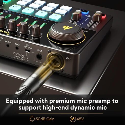MAONO-MaonoCaster-Podcast Equipment Bundle for 2-includes All-in-one Audio Interface with Premium Mic Preamp, XLR Condenser Microphone, and 3.5MM Mic for Podcast Recording, Streaming, DJ (AME2 Duo) - Image 8