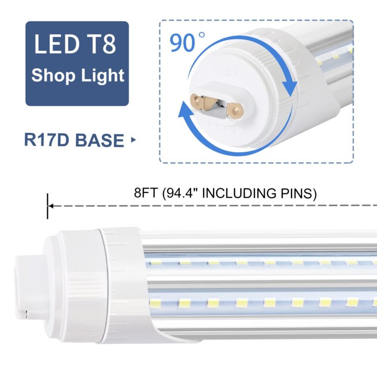 R17D LED Bulb Light 8FT, 90W T8 LED Tubes, 10000LM, Clean Cover, HO Rotatable End 8FEET 2 Pin Shop Light, 6000K, T8 T10 T12 Fluorescent Light Replacement, Ballast Bypass,Dual-End Powered (6-Pack) - Image 7