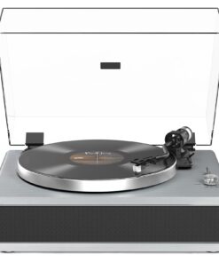 Turntable Record Player with Built-in Speakers, Vinyl Record Player Support Bluetooth Playback Auto Stop 33&45 RPM Speed RCA Line Out AUX in All-in-one Belt-Drive Turntable for Vinyl Records Grey
