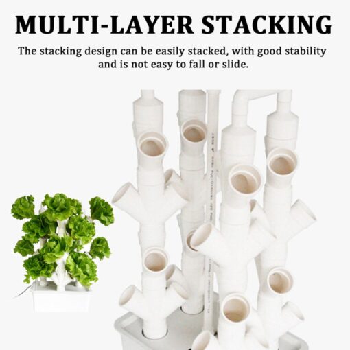 QZQHNYJ Hydroponics Growing System Kit, 16/24/32-Holes PVC-U Pipes Vertical Tower Hydroponic Gardening System Grow Kit with Water Pump, for Leafy Vegetables,16holes - Image 6