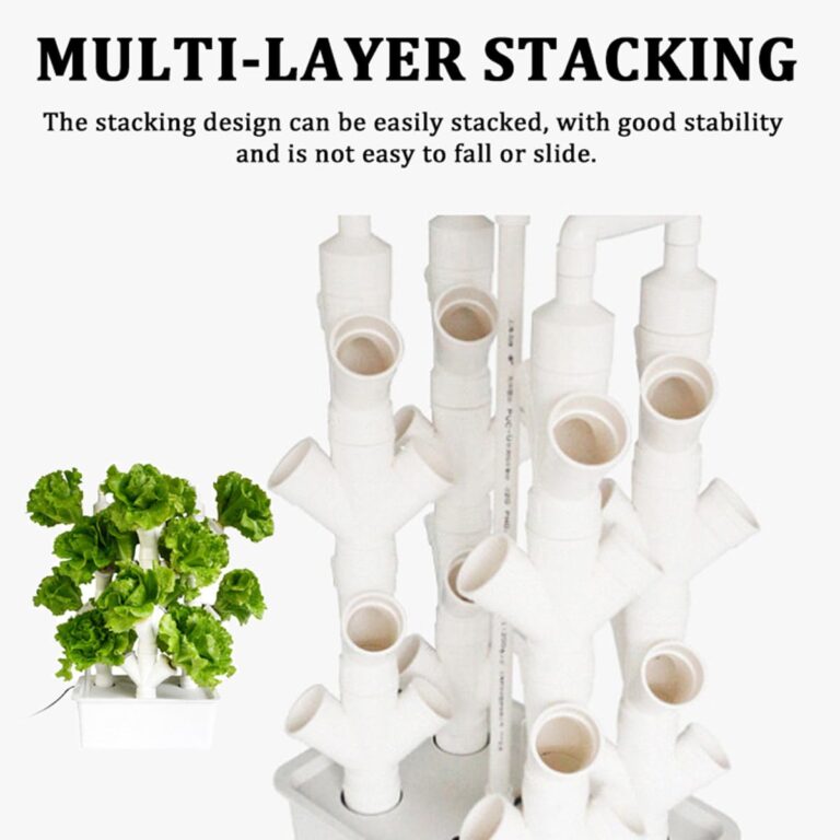 QZQHNYJ Hydroponics Growing System Kit, 16/24/32-Holes PVC-U Pipes Vertical Tower Hydroponic Gardening System Grow Kit with Water Pump, for Leafy Vegetables,16holes - Image 6
