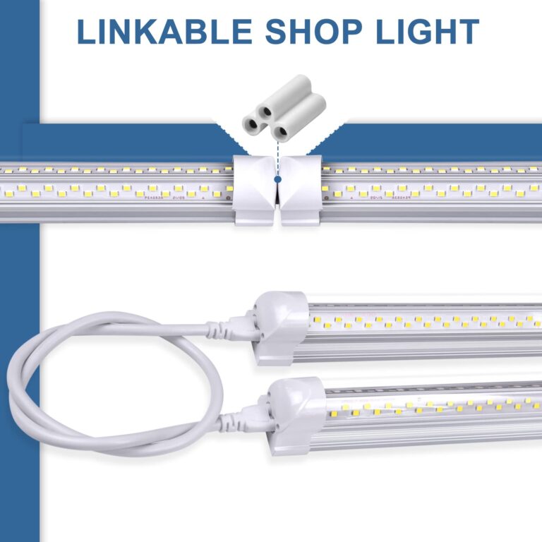 ONLYLUX 8Ft LED Shop Light Fixture - 8 Foot 100W 15000LM 6500K, Linkable with Plug LED Lights for Garage,V Shape, 96" T8 LED Tube Light, Hight Output,Pack of 10 - Image 3
