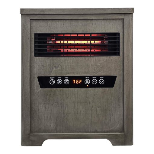 Country Living Infrared Portable Rolling Space Heater with LED Touchscreen and Remote Control | 12h Timer | 1500w Quick Heating for Indoor Use | Driftwood Grain Finish - Image 4
