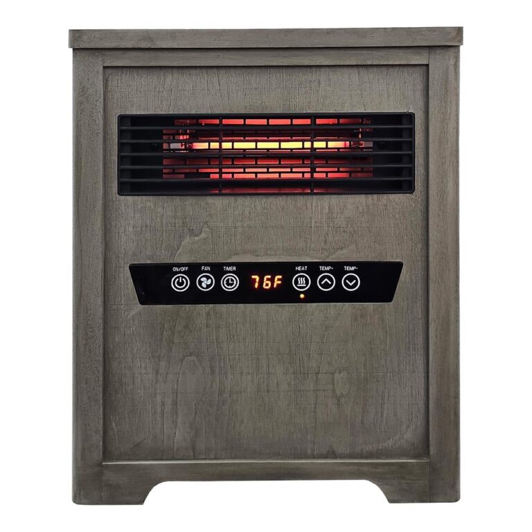 Country Living Infrared Portable Rolling Space Heater with LED Touchscreen and Remote Control | 12h Timer | 1500w Quick Heating for Indoor Use | Driftwood Grain Finish - Image 4