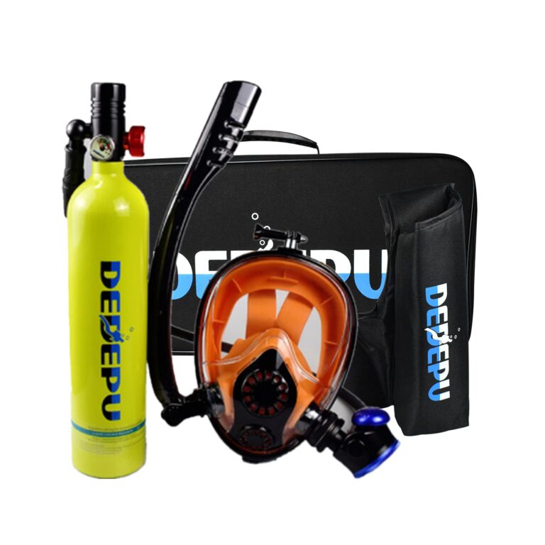 DEDEPU 1L Oxygen Tank,Scuba Diving Tank Set, Scuba Diving Tank Mini Diving Cylinder with Snorkel Mask Simple Breathing Diving Equipment Emergency Spare and Snorkeling Equipment Set for Diver (Green)