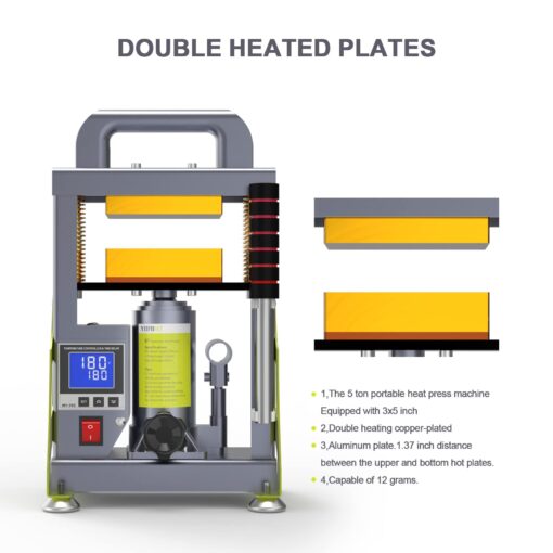 YIIFIISET 5 Ton Hydraulic Heat Press Machine with 3x5 inch Heated Plates,Auto Temperature Adjustment Heat Press - Image 5