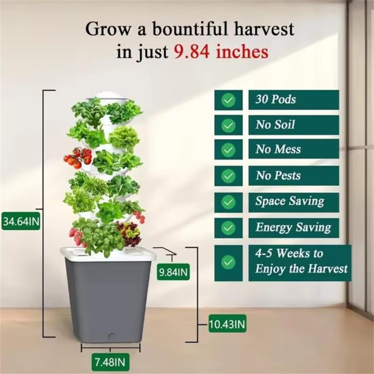 KSNWZ Hydroponics Tower Indoor Growing System, PP Balcony Dimensional Planting Column, 6-Layers 30-Plants and Plants Germination Kit, for Gardening Lover - Image 5