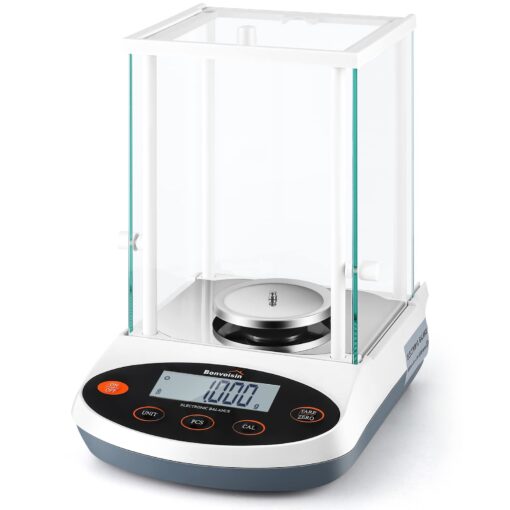 Bonvoisin Analytical Balance 500gx1mg Precision Lab Scale Digital Electronic Scale 1mg Laboratory Analytical Scale LCD Display Scientific Scale with Windshield (500g, 0.001g)