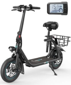 Gyroor Electric Scooter with Seat, 450W Powerful Motor up to 20 Miles Range, Foldable Scooter for Adult Max Speed 15.5Mph, Commuter Electric Scooter with Basket