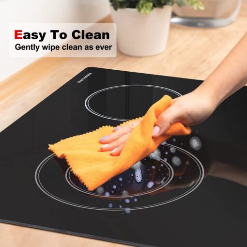 Apartment Electric Cooktop, ThermoMate 21 Inch Built-in Radiant Electric Stove Top, 3700W Ceramic Stove Top with 2 Burners, UL Certified, Knob Control, 240V - Image 3