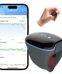 Wellue O2Ring Pulse Oximter, Bluetooth SPO2 Blood Oxygen Saturation Monitor - Wearable O2 Ring Sensor with Vibration Reminder, Free APP & PC Report, Rechargeable