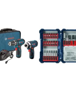 BOSCH Power Tools Combo Kit CLPK22-120 - 12-Volt Cordless Tool Set (Drill/Driver and Impact Driver) w/ 2 Batteries, Charger and Case and SDMS40 40 pc. Impact Tough Screwdriving Custom Case System Set
