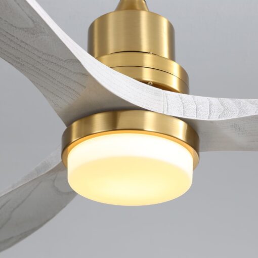 Sofucor Low Profile Ceiling Fan With Lights Remote Control 52 Inch Flush Mount Ceiling Fan Modern Wood Blade Fan For Bedroom Living Room Indoor Outdoor Farmhouse Patio, Grey Gold - Image 5