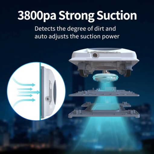 FMART Window Cleaner Robot Double-Sided Spray Water 3800Pa Strong Suction Smart Window Cleaning Robot Support APP&Remote Control Suitable for Outdoor/Indoor High Rise Windows Tile - Image 6