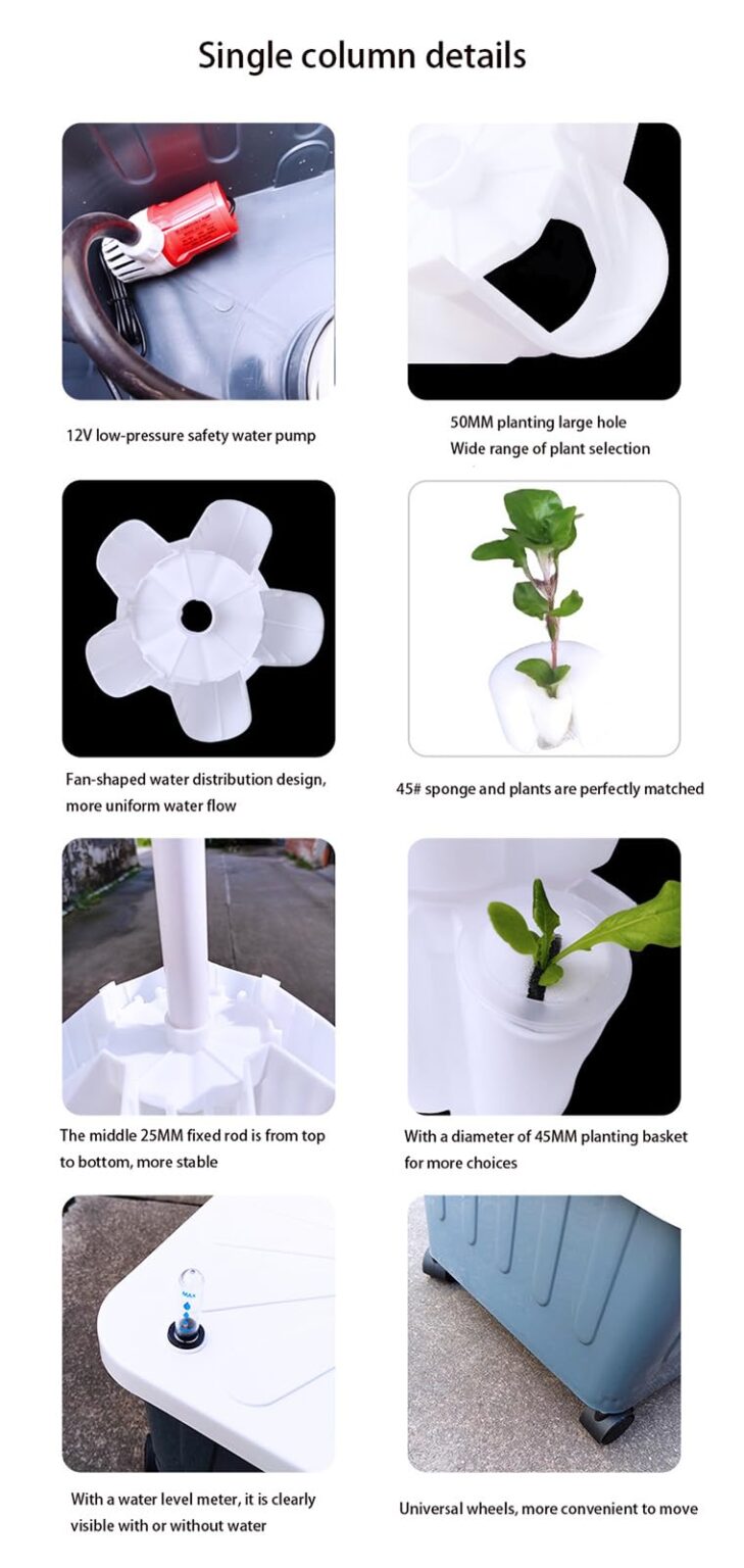 Hydroponics Growing System Kit Tower,Herb Garden Vegetable Outdoor Indoor Hydroponics Growing System for Gardening Lover - Image 3