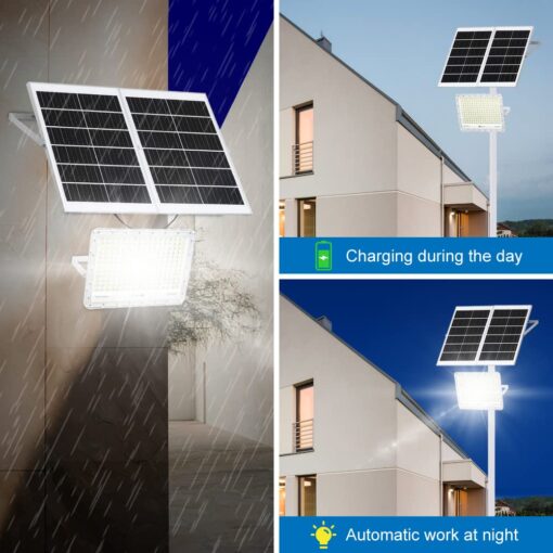 TINSUM 500W Solar Led Flood Lights Outdoor, 28000 Lumens Solar Security Street Lights Dusk to Dawn 1920LED with Remote White Led for Parking Lot,Stadium,Yard,Swimming Pool, Pathway,Flag Pole - Image 7