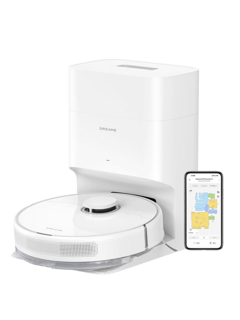 DREAME D10 Plus Gen 2 Robot Vacuum and Mop with Self-Emptying Base for 90 Days of Cleaning, 6000 Pa Suction and LiDAR Navigation, Obstacle Avoidance, Wi-Fi Connected