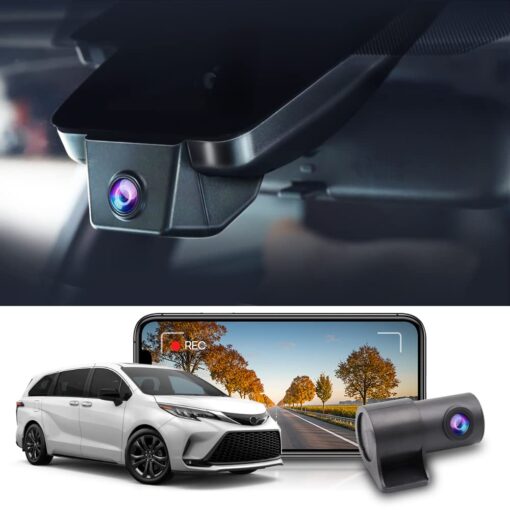 Fitcamx Front 2160P+Rear 1080P Dash Cam for 2021-2025 Toyota Sienna LE Limited XLE Platinum XSE (XL40), OEM Factory Look, Dual HD Video, Built-in WiFi & APP, Loop Recording, G-Sensor, 128GB Card