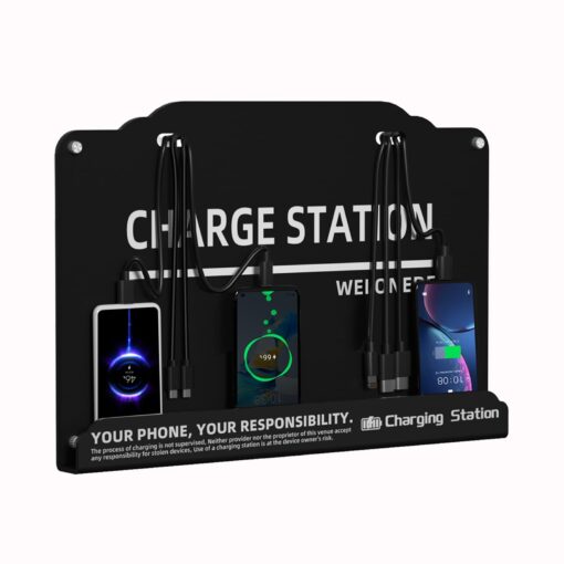 Wall Mounted Cell Phone Charging Station Mobile Phone Charging Station | Fast Charging 8 Device | Compatible with iPhone ipad Smartphone Tablets Port | Great for Offices Hotel Hospital Airport