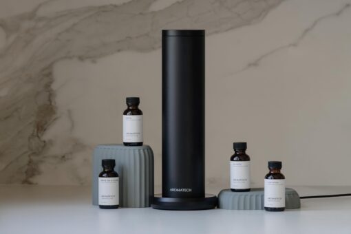 AromaTech New AroMini BT Plus Scent Diffuser w/Bluetooth – Cold-Air Diffusion Scent Machine for Home, Office, Hotel, Spa – Nebulizing Diffusion System for Essential Oil Blends (Gold) - Image 3