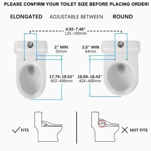 Electric Smart Bidet Seat - Heated & Elongated Design with Warm Water Wash, Wireless Remote, and Self-Cleaning Nozzle | Includes Soft-Closing Lid, LED Nightlight & Air Dryer - Image 2