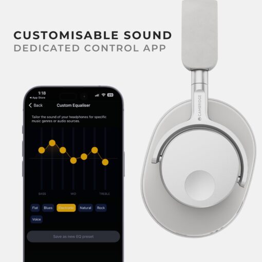 Cambridge Audio P100 Over-Ear Headphones with Active Noise Cancellation (White) - Image 3