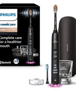 Philips Sonicare DiamondClean Smart 9300 Electric Toothbrush, Sonic Toothbrush with App, Pressure Sensor, Brush Head Detection, 4 Brushing Modes and 3 Intensity Levels, Black, Model HX9903/15