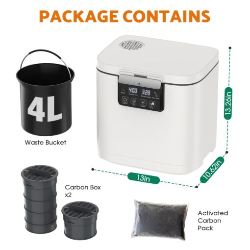 Cobuy 4L Electric Composter for Kitchen, Smart Indoor Countertop Compost Bin with Timer, Upgraded Grinding Blades, 2 Carbon Filter, Auto-Cleaning, Odorless, Turn Food Waste into Natural Fertilizer - Image 4