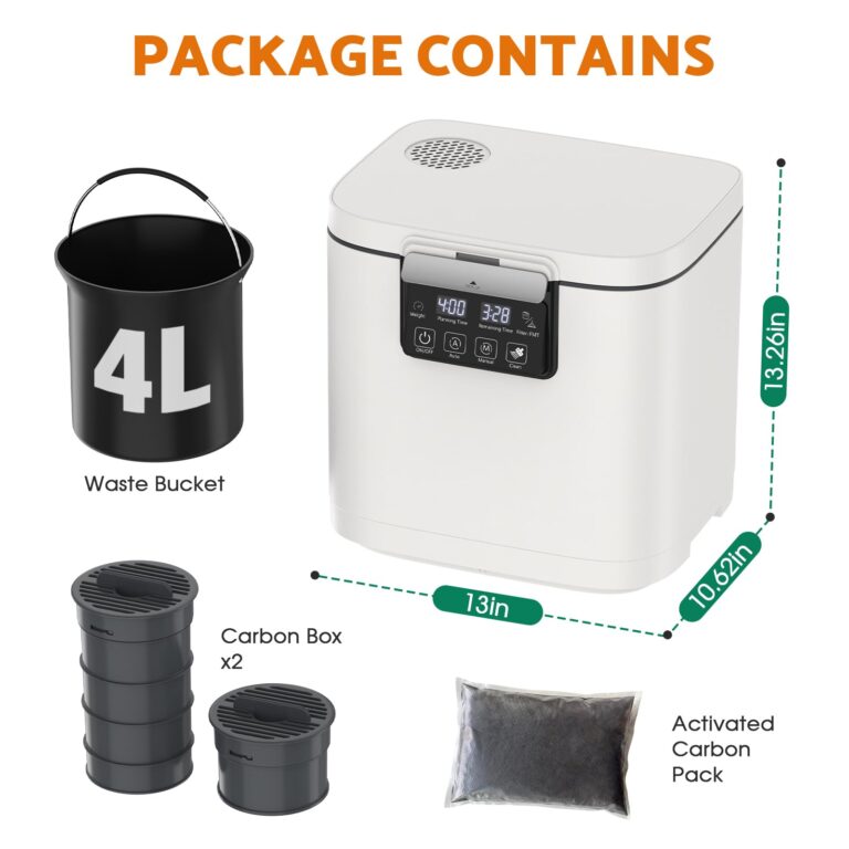 Cobuy 4L Electric Composter for Kitchen, Smart Indoor Countertop Compost Bin with Timer, Upgraded Grinding Blades, 2 Carbon Filter, Auto-Cleaning, Odorless, Turn Food Waste into Natural Fertilizer - Image 4